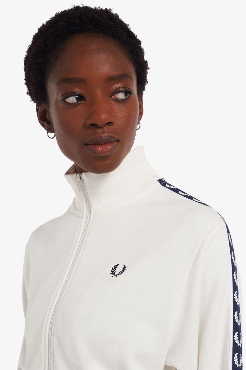 White Fred Perry Cropped Taped Track Women's Jackets | PH 1906TCEV